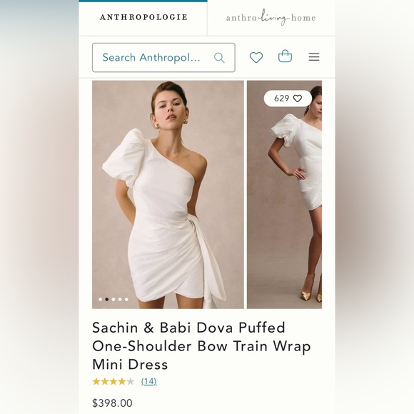 Sachin and Babi satin mini bridal dress size 12 - Picture 2 of 3